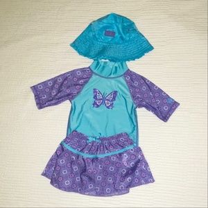 UV Skinz butterfly skirted 2 piece rash guard set